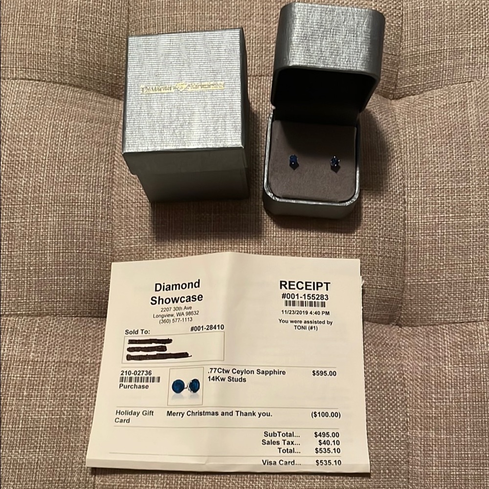 14K White Gold Sapphire Stud Earrings